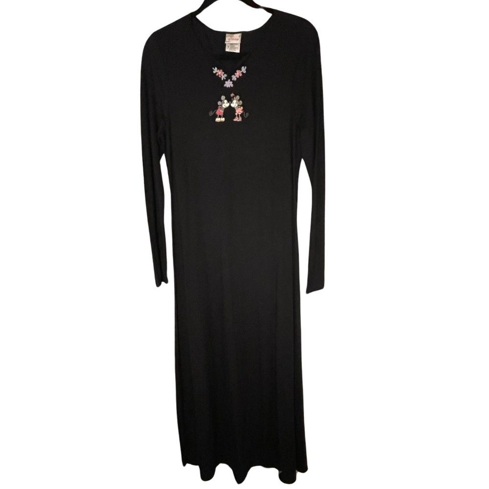Disney Store Embroidered Minnie & Mickey Mouse Long Sleeve Maxi Dress size med